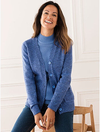 Gilet V maille chinée