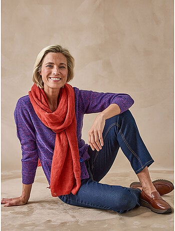 Gilet V maille chinée