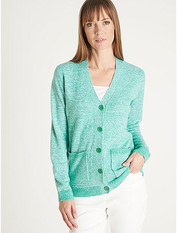 Gilet V maille chinée