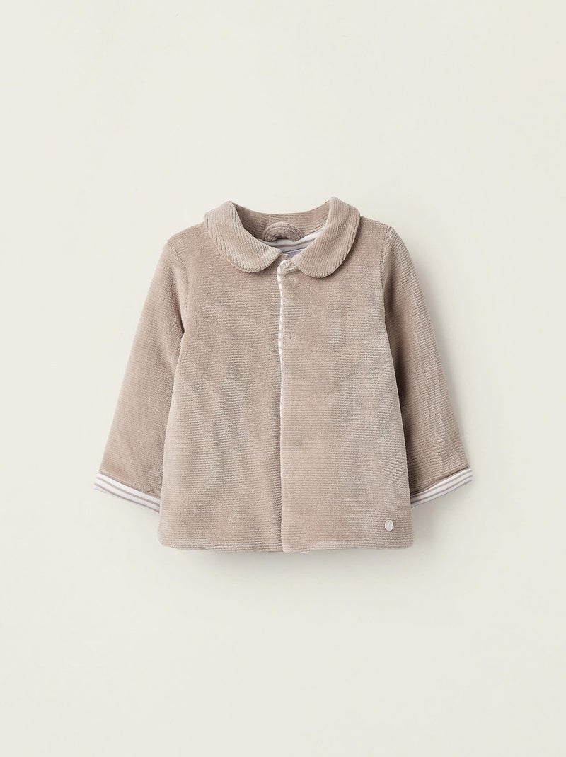 Gilet velours, doublure rayée Cute Forest Gris clair - Kiabi