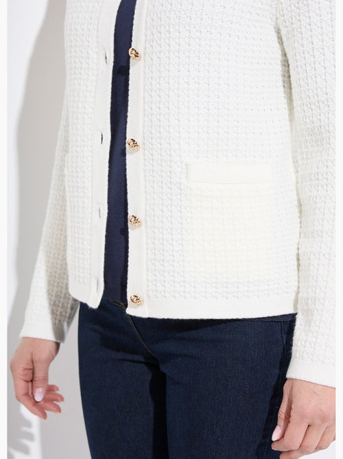 Gilet veste boutonné court maille effet tweed - Afibel - Kiabi