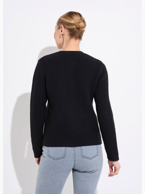 Gilet veste boutonné court maille effet tweed - Afibel - Kiabi