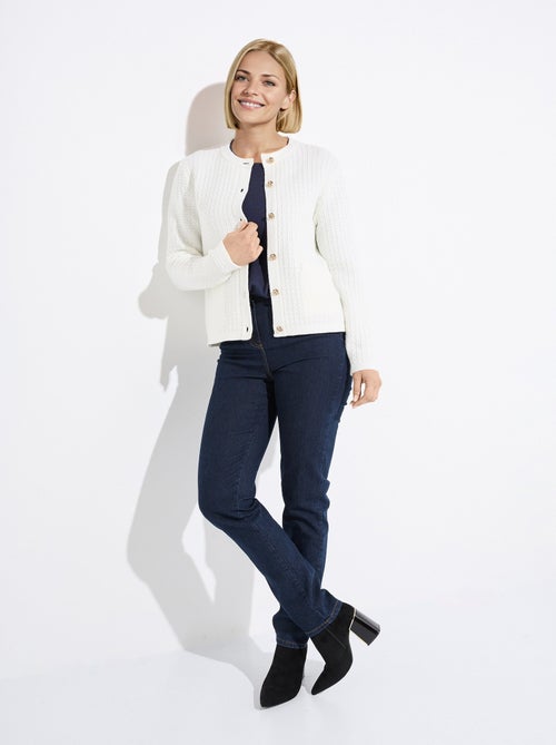 Gilet veste boutonné court maille effet tweed - Kiabi