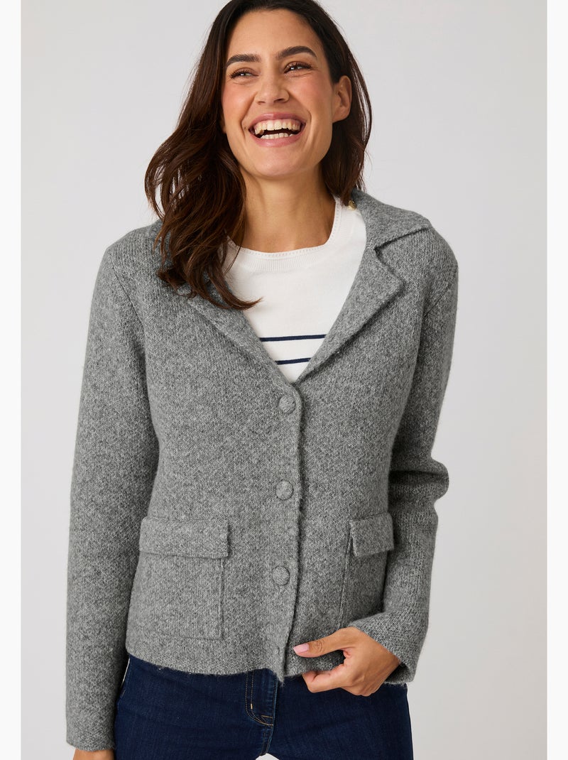 Gilet-veste col tailleur - damart Gris - Kiabi