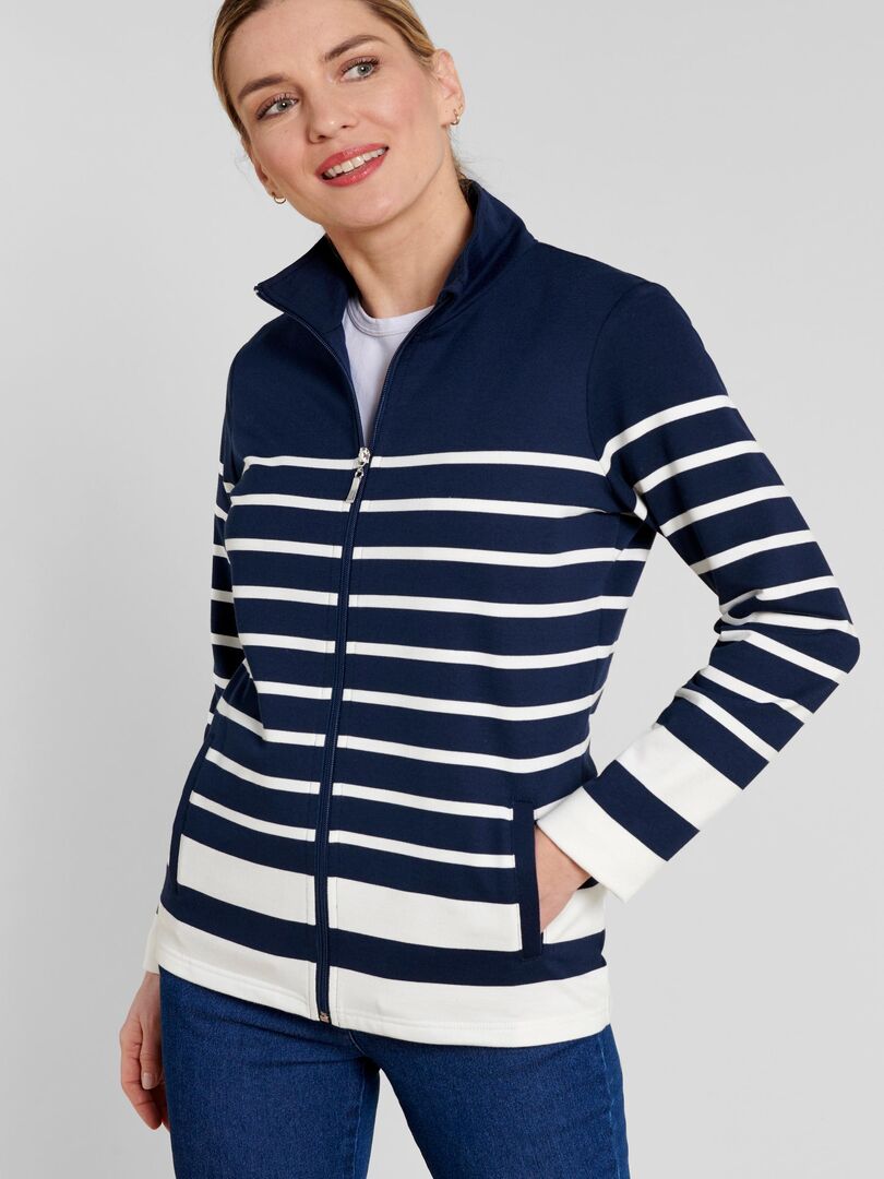 Gilet zippé 100% coton - marine | Tunisie