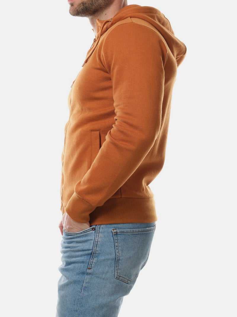 Gilet zippé à capuche , col montant Beige - Kiabi