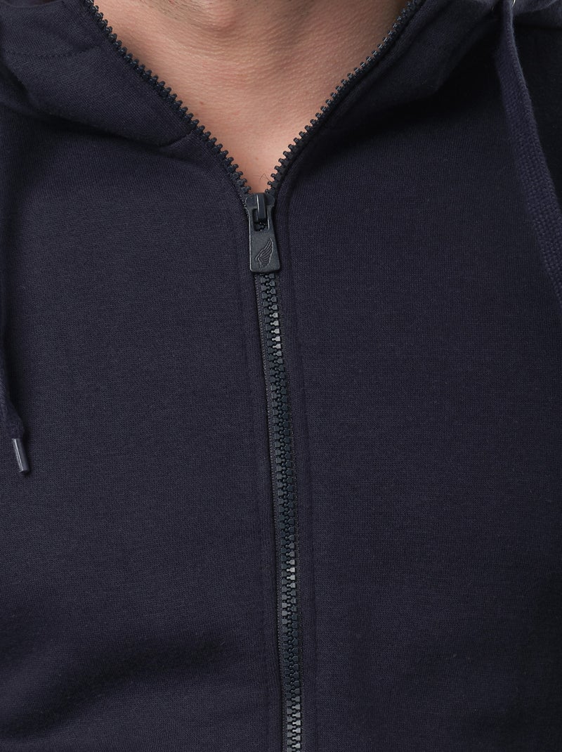 Gilet zippé à capuche , col montant Bleu marine - Kiabi