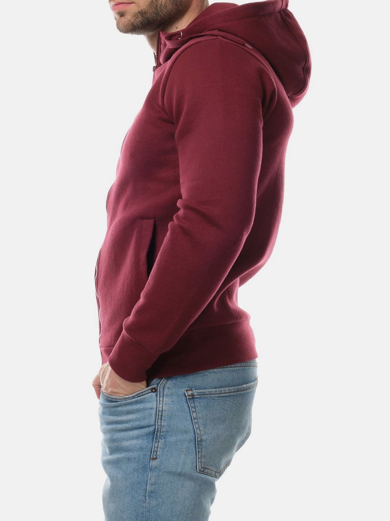 Gilet zippé à capuche , col montant Bordeaux - Kiabi