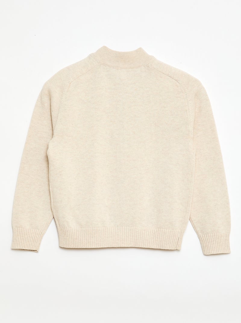 Gilet zippé à col montant Beige - Kiabi