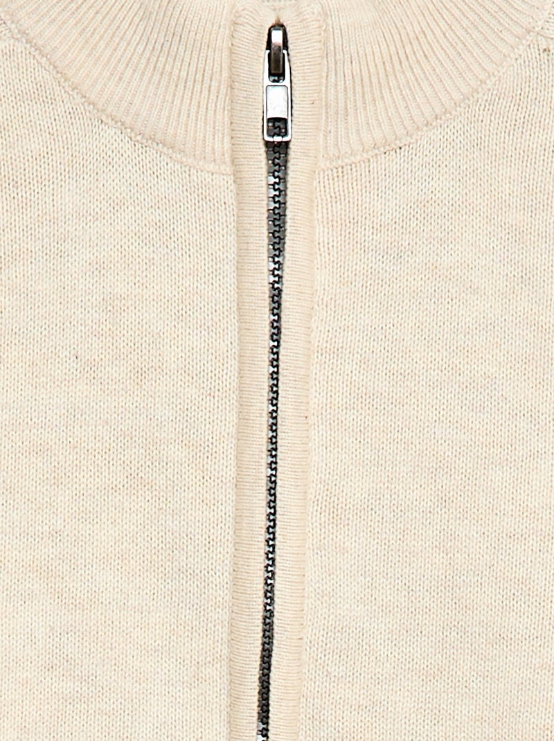 Gilet zippé à col montant Beige - Kiabi