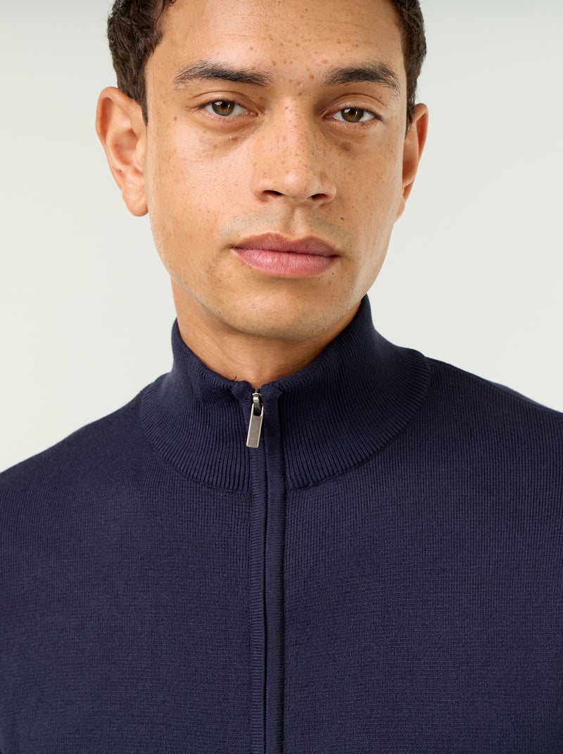 Gilet zippé à col montant Bleu - Kiabi