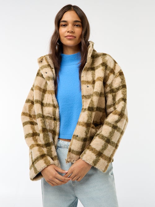 Gilet zippé à col montant effet moutonné - Kiabi