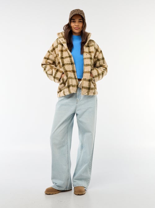 Gilet zippé à col montant effet moutonné - Kiabi