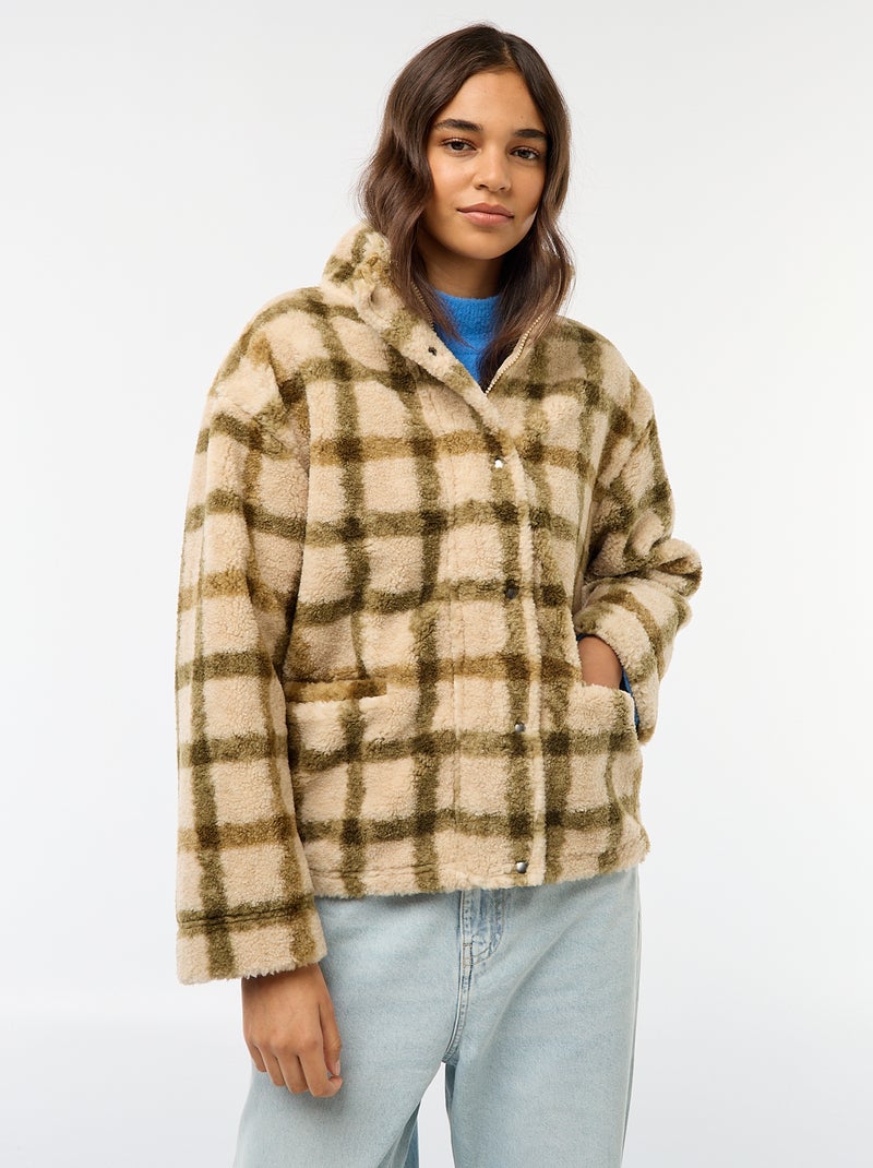 Gilet zippé à col montant effet moutonné Blanc - Kiabi