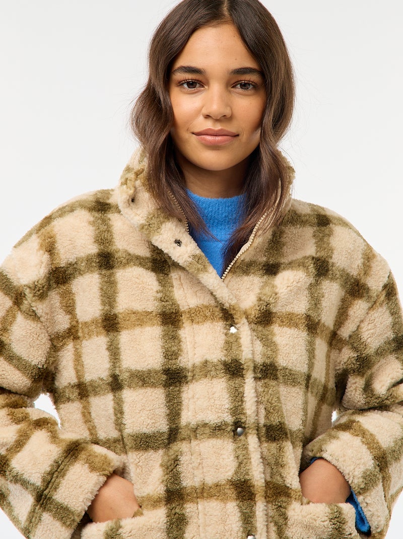 Gilet zippé à col montant effet moutonné Blanc - Kiabi