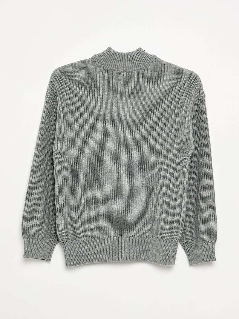 Gilet zippé à col montant Gris - Kiabi