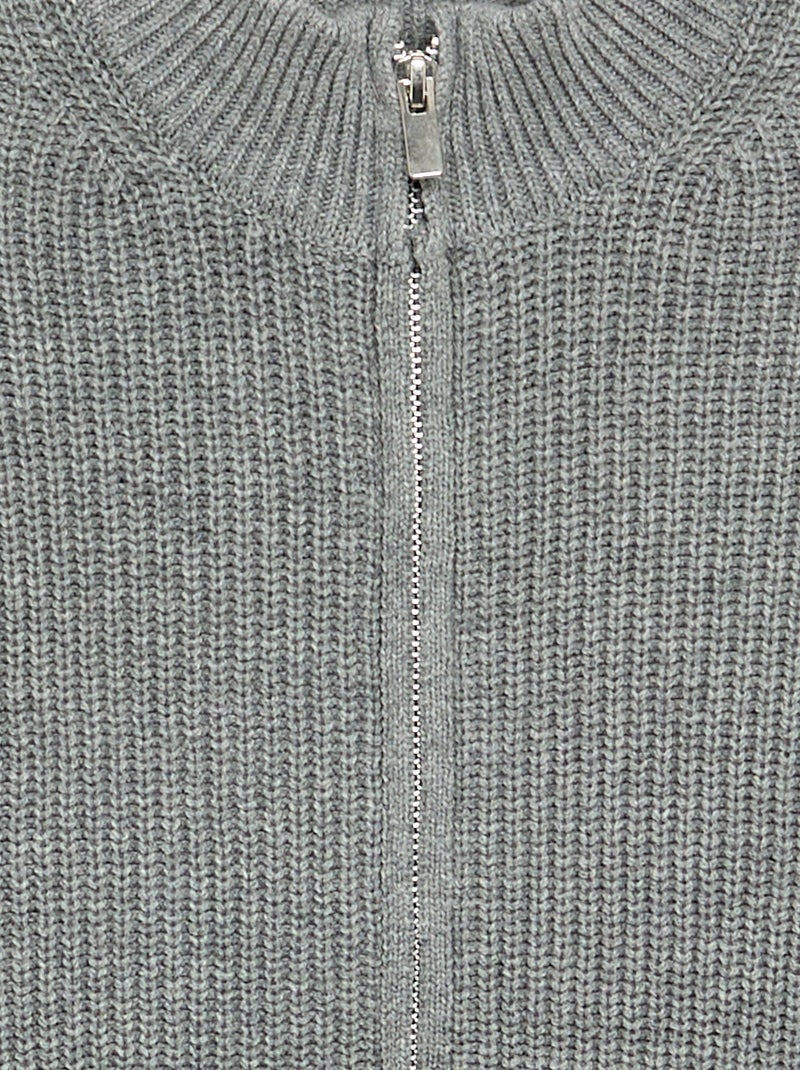 Gilet zippé à col montant Gris - Kiabi