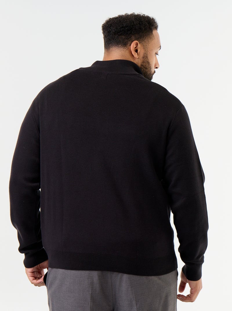 Gilet zippé à col montant Noir - Kiabi