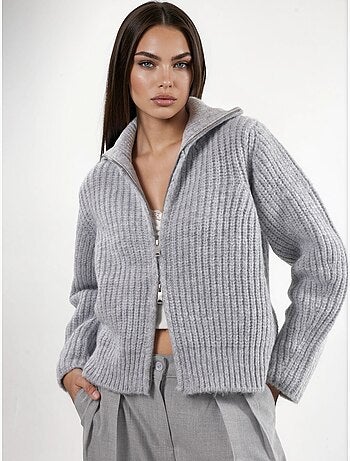 Gilet zippé à col roulé épais et texturé