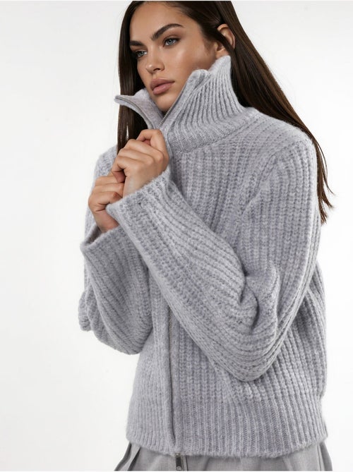 Gilet zippé à col roulé épais et texturé - Kiabi