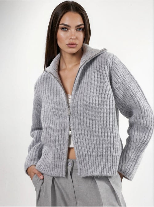 Gilet zippé à col roulé épais et texturé - Kiabi