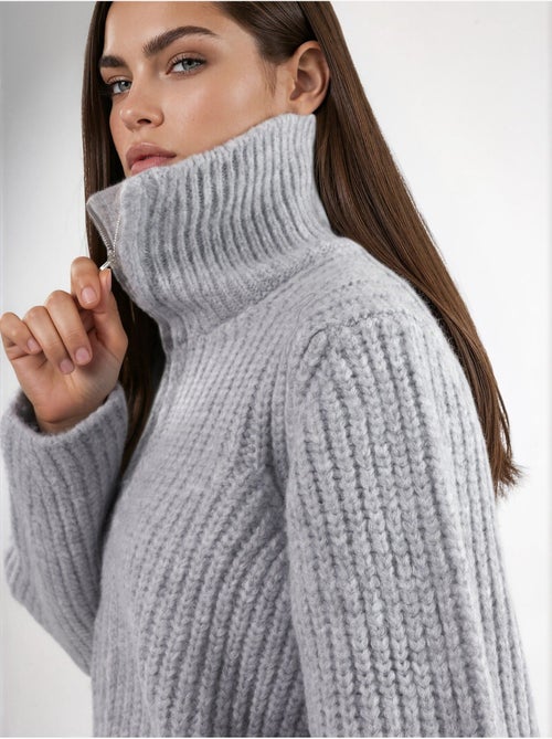Gilet zippé à col roulé épais et texturé - Kiabi