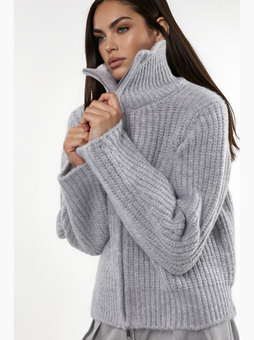 Gilet zippé à col roulé épais et texturé hiccup - Kiabi