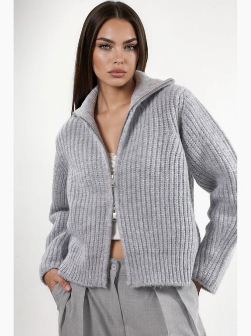 Gilet zippé à col roulé épais et texturé hiccup - Kiabi