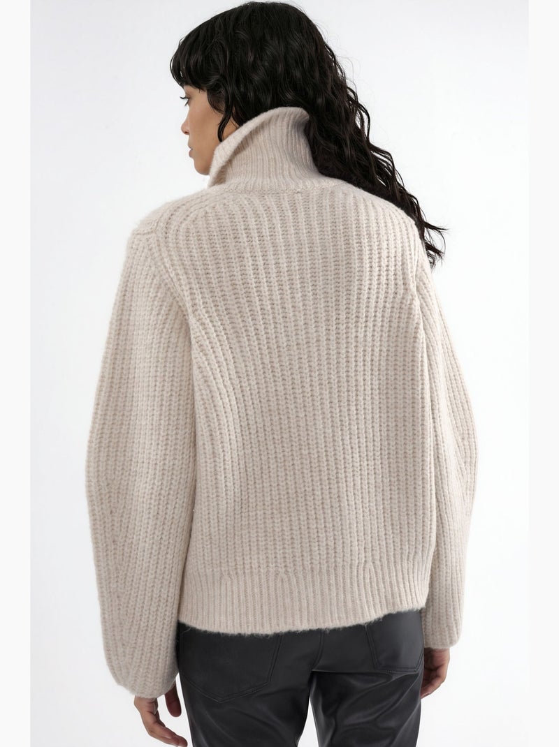 Gilet zippé à col roulé épais et texturé hiccup Sable - Kiabi