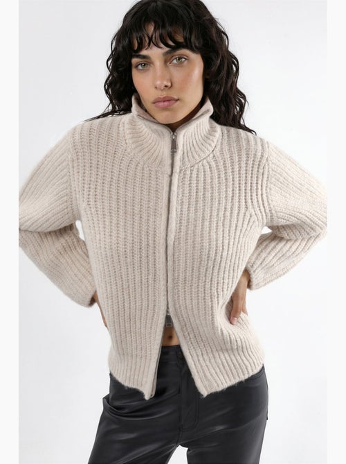 Gilet zippé à col roulé épais et texturé hiccup - Kiabi