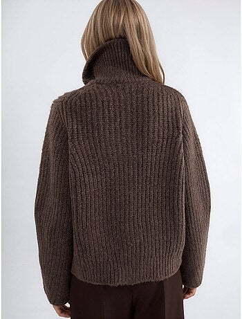Gilet zippé à col roulé épais et texturé