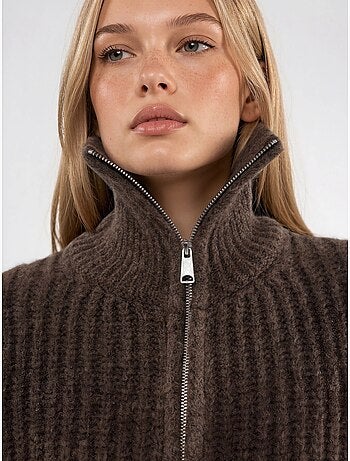 Gilet zippé à col roulé épais et texturé