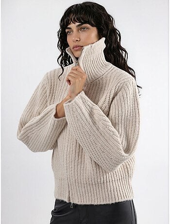 Gilet zippé à col roulé épais et texturé
