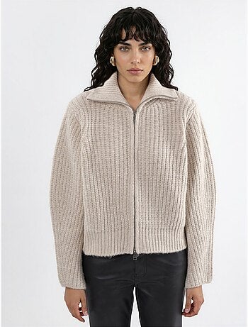 Gilet zippé à col roulé épais et texturé
