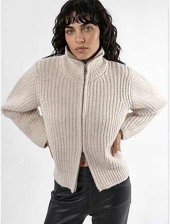 Gilet zippé à col roulé épais et texturé