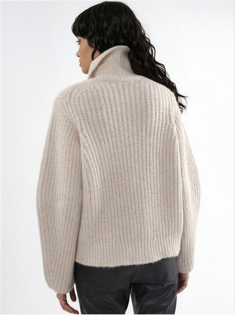 Gilet zippé à col roulé épais et texturé Sable - Kiabi