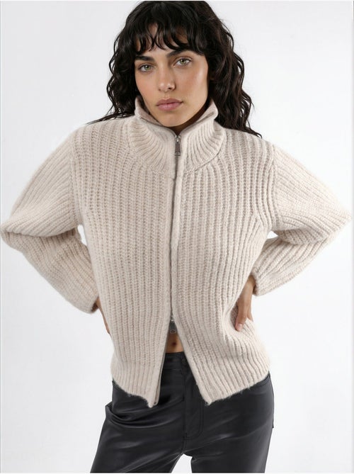 Gilet zippé à col roulé épais et texturé - Kiabi