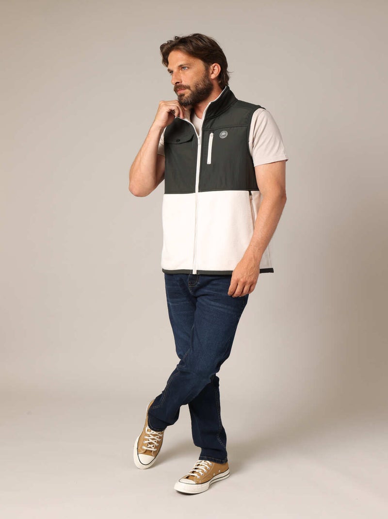 Gilet zippé bicolore en polaire douce
 'Deeluxe' Bleu canard - Kiabi