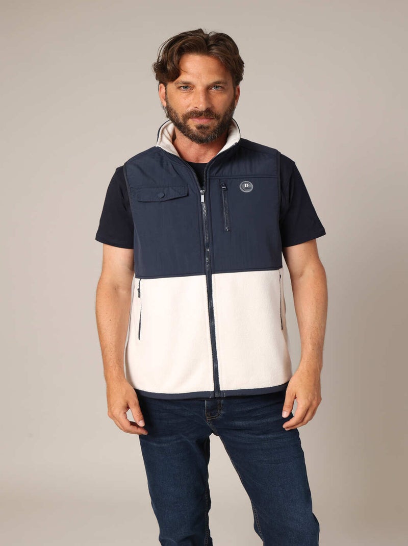 Gilet zippé bicolore en polaire douce 'Deeluxe' Bleu marine - Kiabi