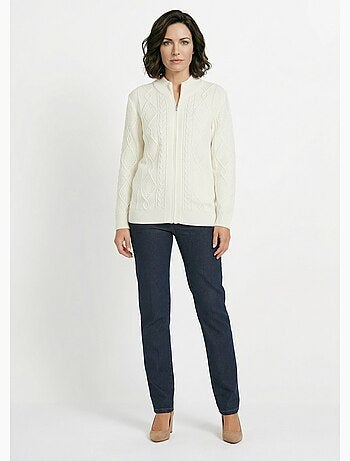 Gilet zippé chaud col montant torsades - Afibel
