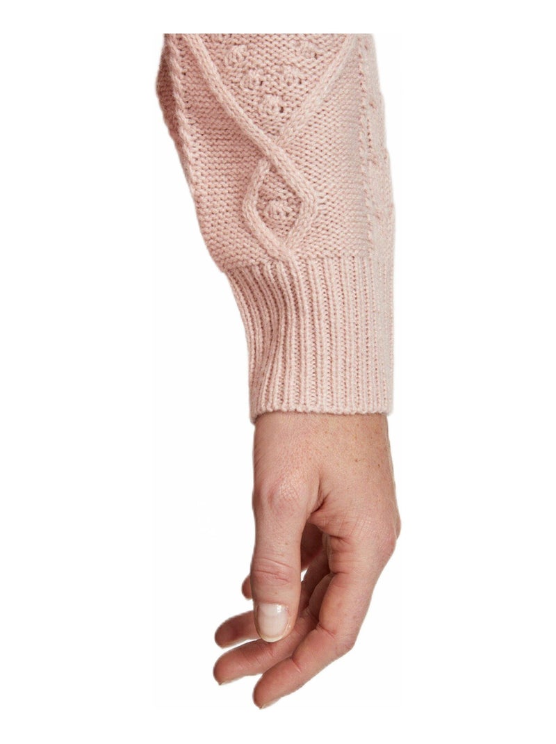 Gilet zippé chaud col montant torsades Ecru - Kiabi