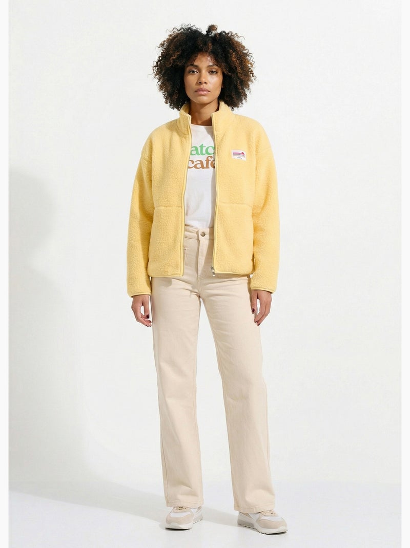 Gilet zippé chaud polaire, col montant - AFIBEL Jaune - Kiabi
