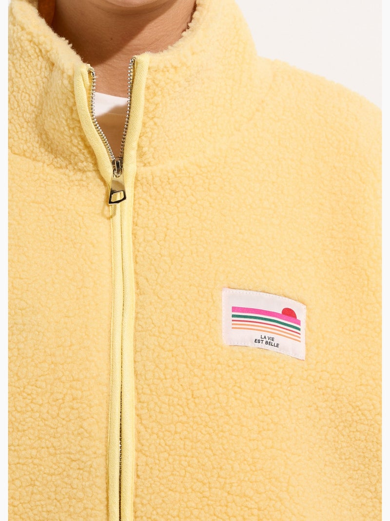 Gilet zippé chaud polaire, col montant - AFIBEL Jaune - Kiabi