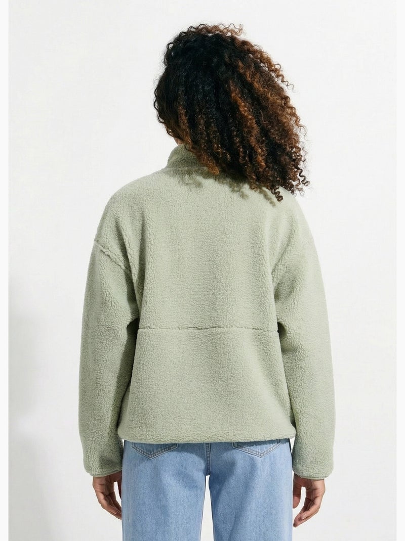 Gilet zippé chaud polaire, col montant - AFIBEL Vert amande/Mauve/Marine - Kiabi