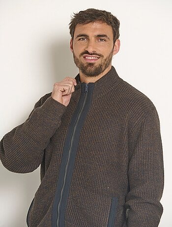 Gilet zippé chiné chaud avec laine