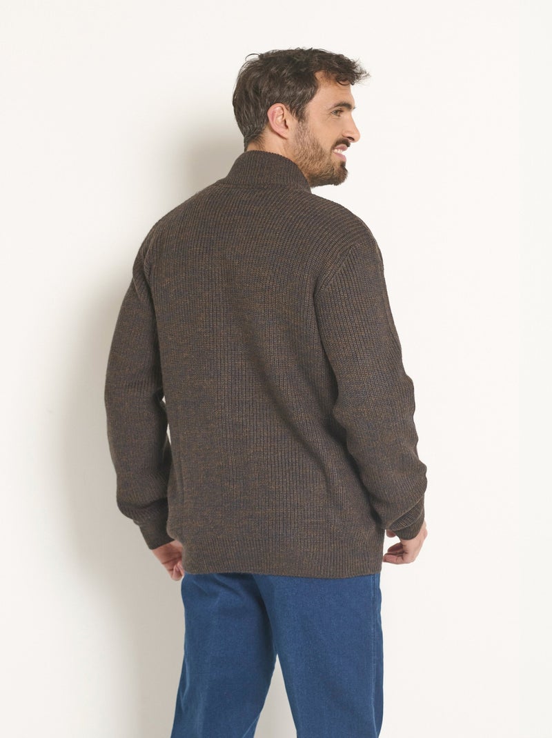 Gilet zippé chiné chaud avec laine Marron - Kiabi