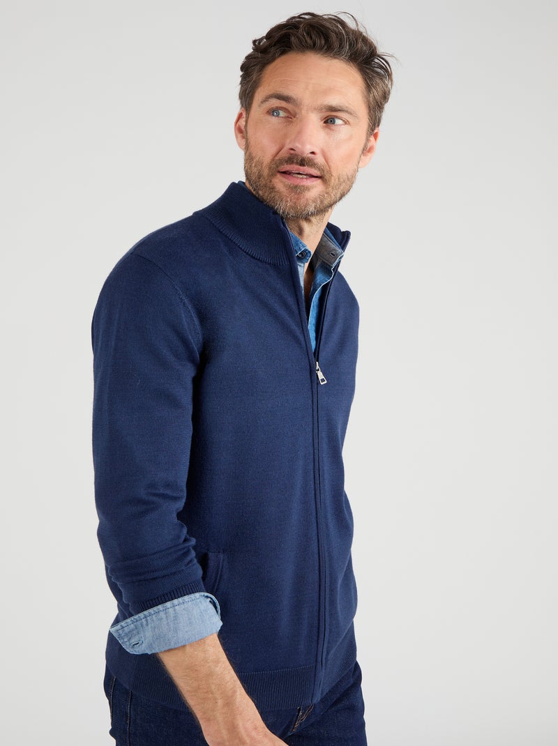 Gilet zippé col montant - Damart Bleu marine - Kiabi