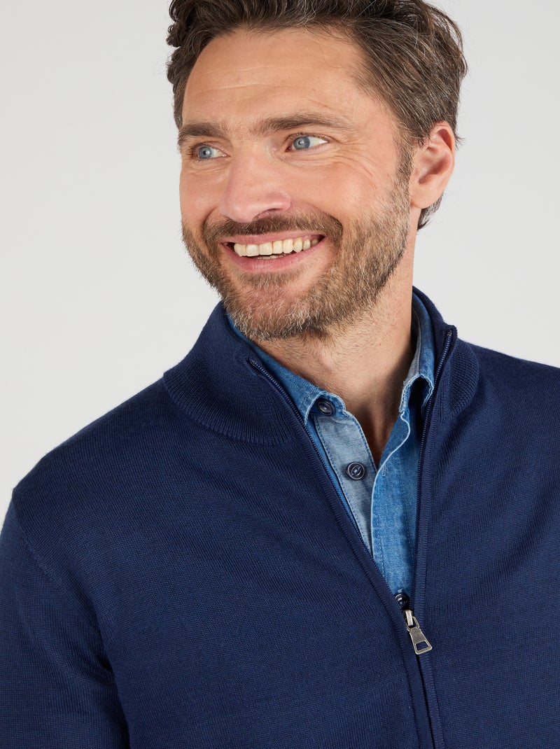 Gilet zippé col montant - Damart Bleu marine - Kiabi