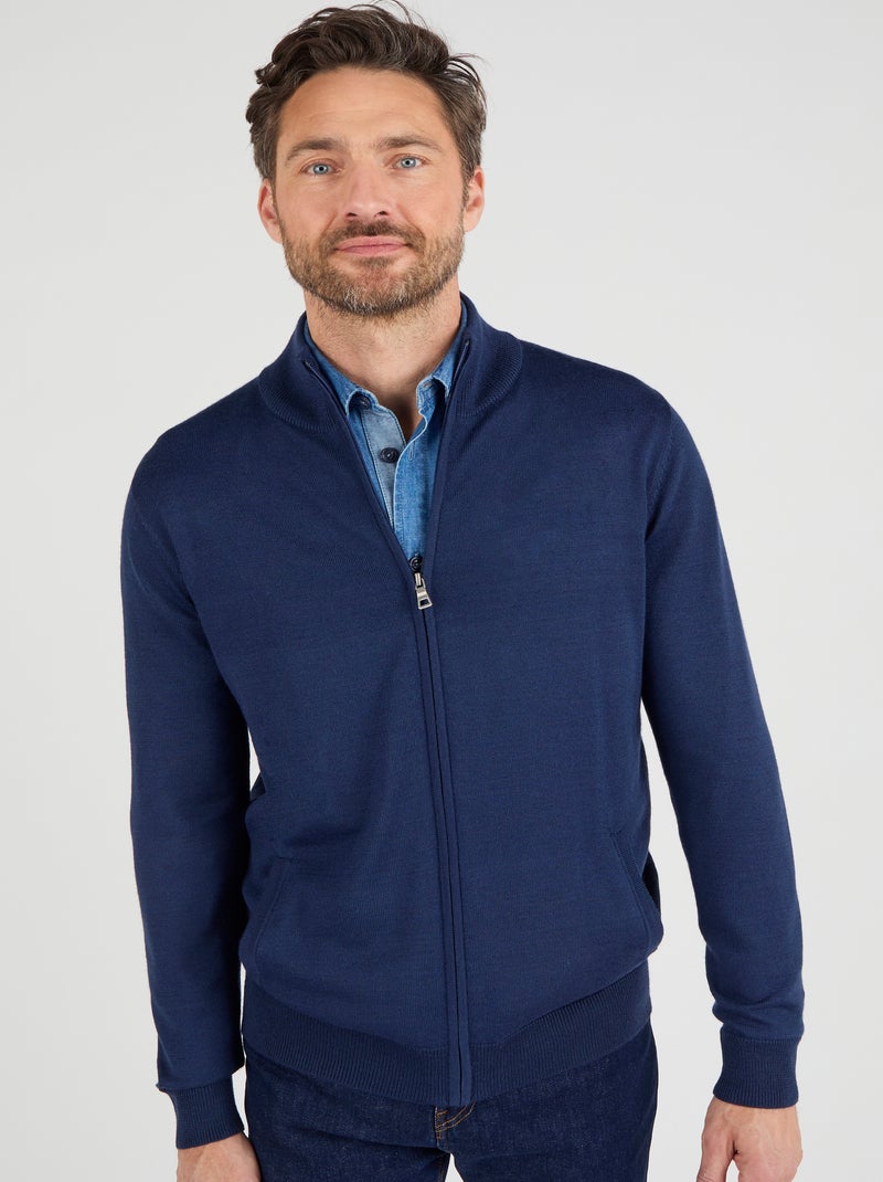 Gilet zippé col montant - Damart Bleu marine - Kiabi
