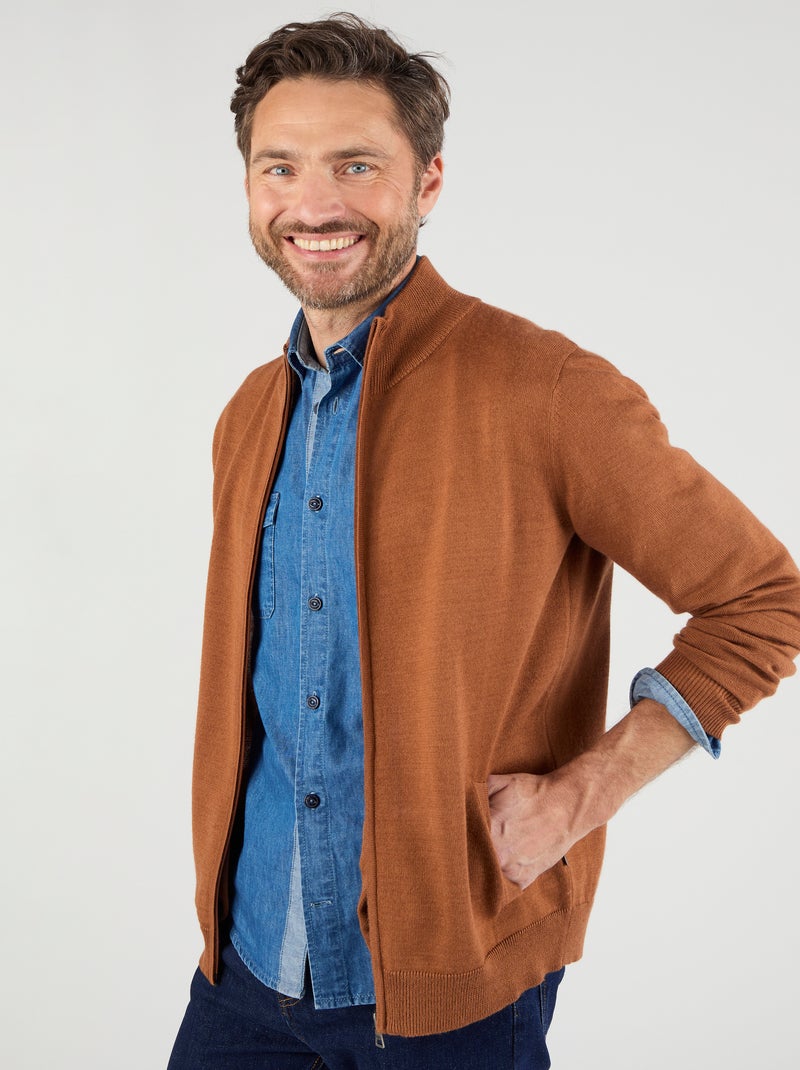 Gilet zippé col montant - Damart Marron - Kiabi